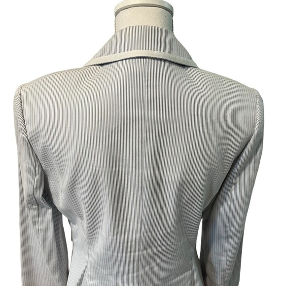 LOFT Long Sleeve Three Button Cotton Fully Lined Blazer Blue White Tan Size 6 - Picture 10 of 15